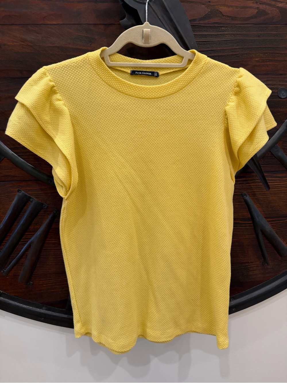 Pink Clover Sunny Yellow Puff Sleeve Knit Top